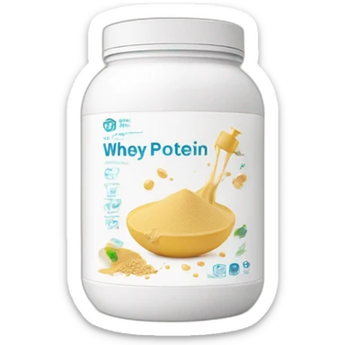 Whey protein with logo on it and ingredients  sticker