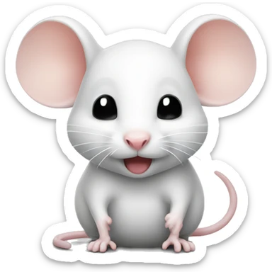 Cute little white mouse wearing black fake mustache  sticker