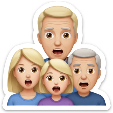 HAZ UNA FAMILIA GRITANDO, MI NOVIA, MI OPAPA. MI MAMA Y YO. CARA DE GRITOS FUERTEES sticker