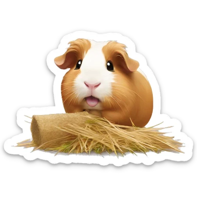 Guineapig with a piece of hay in his mouth sticker
