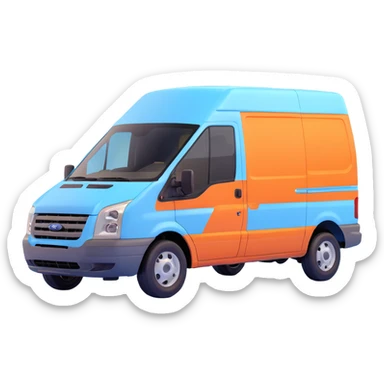 electric light blue Ford Transit passenger van sticker
