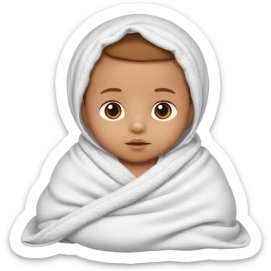 light brown skinned baby swaddled in a white blanket sticker