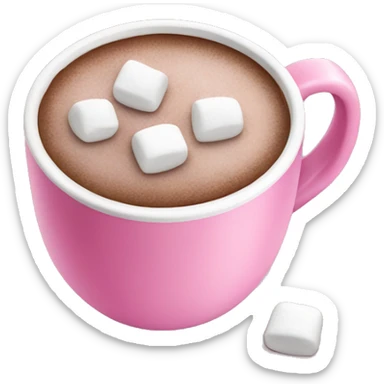 Pink cup of hot cocoa with marshmallows  sticker