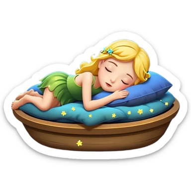 fairy character floating asleep with fireflies as night lights sticker