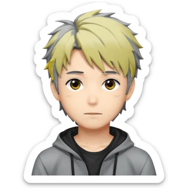 Anime boy Tokyo with messy black grey hair sticker