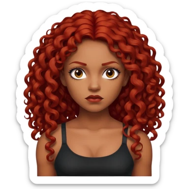 Preta, do cabelo grande cacheado, vermelho, cara de Seria, croped sticker