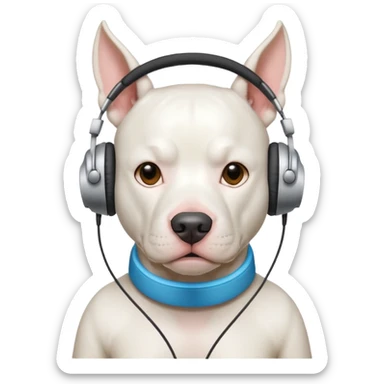 white pitbull with headphones sticker