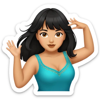 Latina girl with bangs black long hair plus size dancing sticker