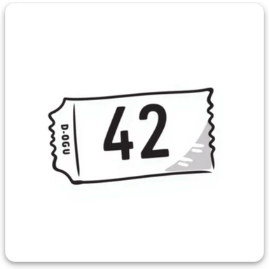 A raffle ticket with the number 42 clearly visible on it sticker