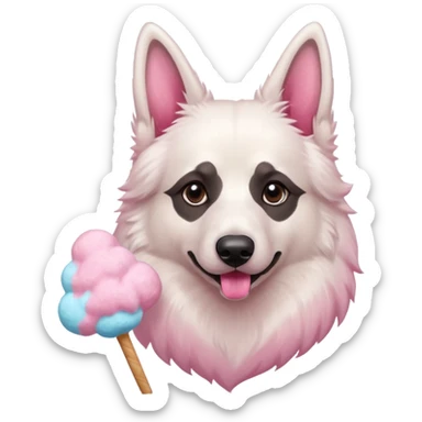 White belgian Shepard loves Cotton candy  in fall sticker