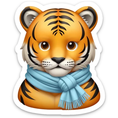 cold tiger face shivering with scarf and frost for Twitch emote sticker