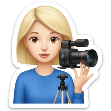 A blogger girl who films herself on camera sticker
