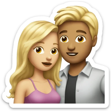 Blond-hair-woman-and-brunette-hair-man-kisses sticker