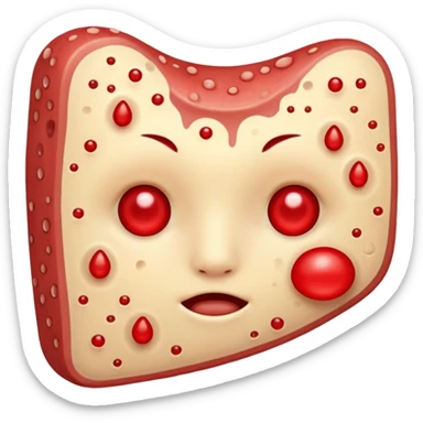 a piece of skin with red pimples sticker