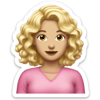 blond wavy hair female pink glass tiping hand  sticker