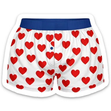 Red heart patterned white pair of boxers sticker