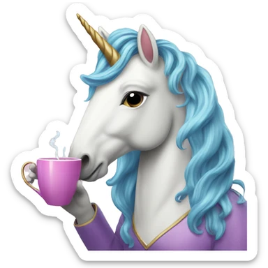 unicorn drinking tea sticker