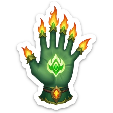 green fire warlock hand world of warcraft sticker