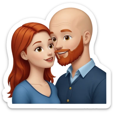 White Bald man with red beard kissing white girl with brown hair sticker