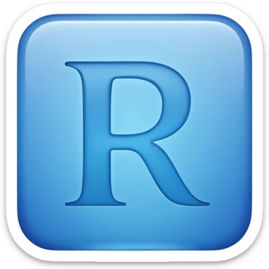 capital letter "R" printed in blue color square shape in center sticker