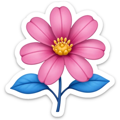 Um emoji da flor rosa só que com coloração azul sticker