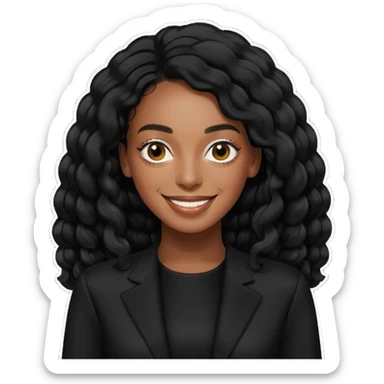 Solange, black long hair, black outfit sticker