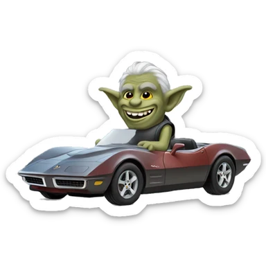 troll driving a corvette sticker