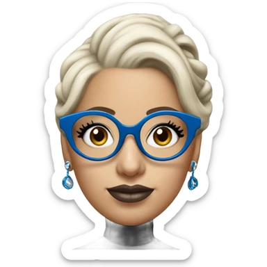 Lady gaga blue eyes black glasses realistic updo holding handbag  sticker
