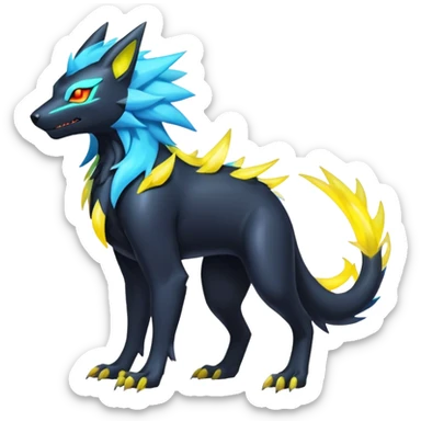  pastel dark bright vibrant futuristic lush warm-colored neon-glowing electric maned Luxray-Manectric-Fakémon-Vernid-Digimon-creature (full body) sticker