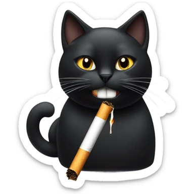 Black cat with a cigarette in its mouth sticker