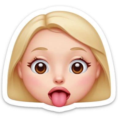 a blushing face with a tongue out and eyes rolling sticker