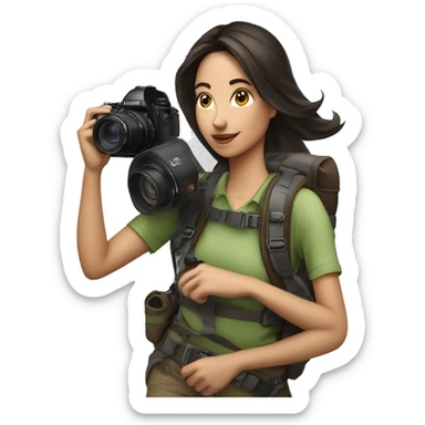 woman photographer fujifilm camera hiking taking photo brunette sticker