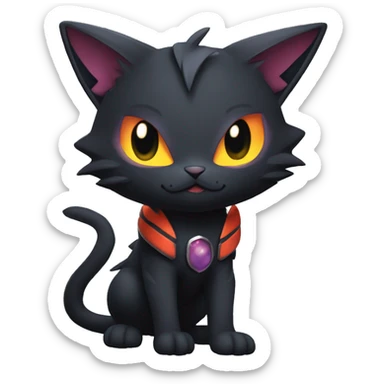 Cool Cute Edgy Black Dark Chibi Cat-Noibat-Noivern-Litten-Pokémon-Fakémon-hybrid sticker