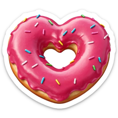 Realistic isolated heart shaped donut with red frosting. sticker