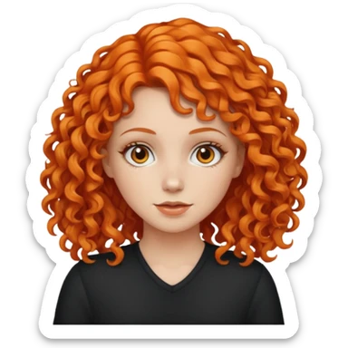 A white girl with orange curly hair sticker