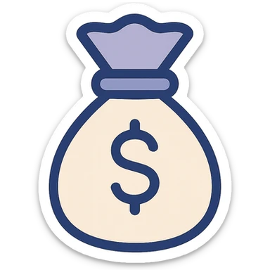 money bag icon, minimal lines, flat design, easily recognizable, no text sticker