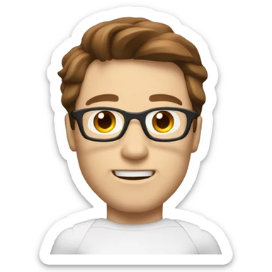 white nerd guy with brown hair inside ironman suit sticker