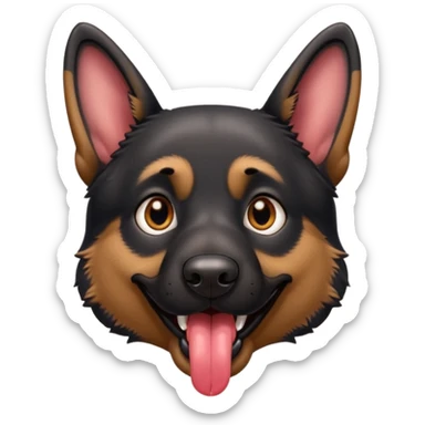 cartoon style dark German Shepherd dog withlonger tongue hanging out  sticker