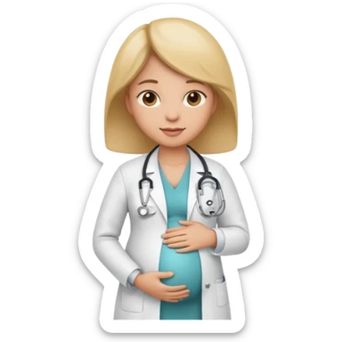 emoji obstetric doctor, pregnant care, stethoscope sticker