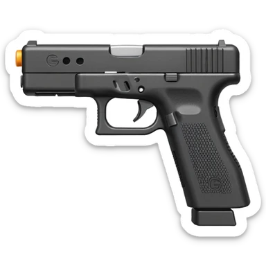 emoji of a compact pistol resembling a Glock 17 with an extended magazine, flat vector style, simple shapes, bold outlines, high contrast, small details removed, 1-color shadow, transparent background, 512x512 sticker
