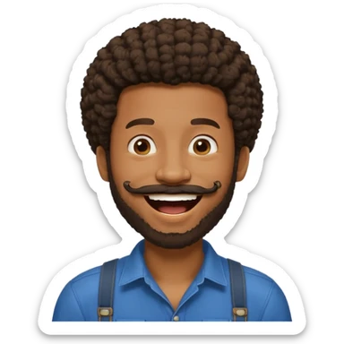 black man with beard, mustache, and short afro laughing sticker