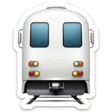 sleek white train front view, apple style emoji, inspired by reference image sticker
