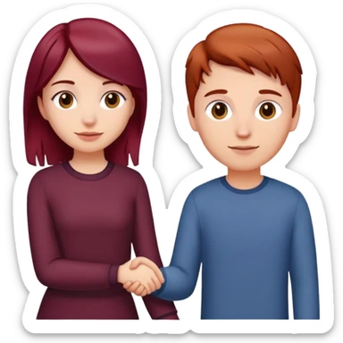 Burgundy haired girl holding boyfriends hand sticker