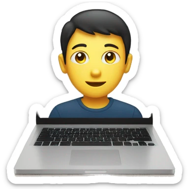 A boy with square shaped face on window laptop sticker
