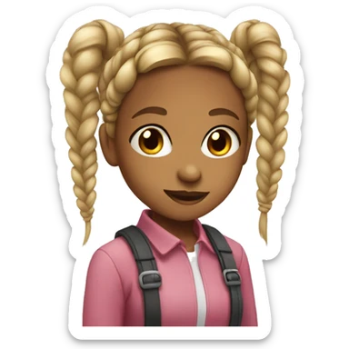 girl with 2 short pigtail braid sticker