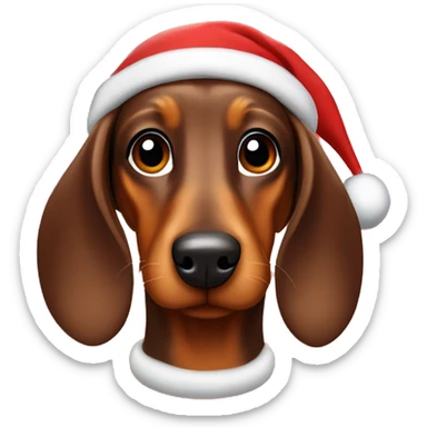 brown daschund with Christmas hat sticker
