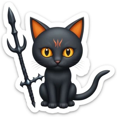 chat démoniaque qui tient un trident sticker