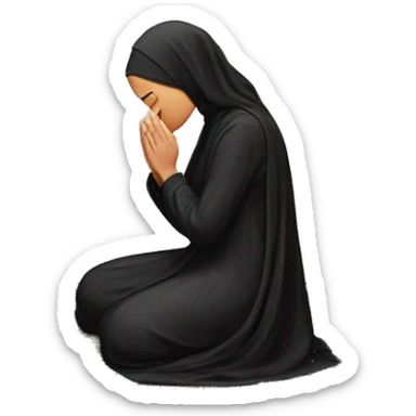muslim woman praying on a praying carpet with a black abaya on sticker