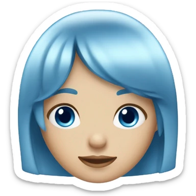 girl with blue bob hairstyle, blue eyes and a fringe sticker