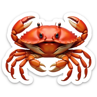 Cinematic Realistic Cute Yawning Crab Portrait Emoji, Head tilted slightly with a dramatic, wide-open yawn, showcasing a soft, textured red shell with a charming, naturally formed face and drooping features, rendered with realistic detail and warm, sandy light, high shine, relaxed yet expressive, styled with a dash of coastal charm, soft glowing outline, capturing the essence of a sleepy yet affectionate crab that appears ready to stretch out on the shore for a peaceful nap! sticker